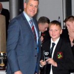 Jack receives his award from fellow left arm spinner Ashley Giles